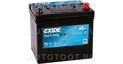 Аккумулятор EXIDE 60Ah 520A обратная полярность(-+) - EL604 EXIDE для 