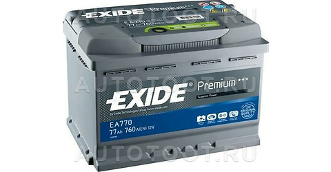 Аккумулятор EXIDE 77Ah 760A обратная полярность(-+) - EA770 EXIDE для 