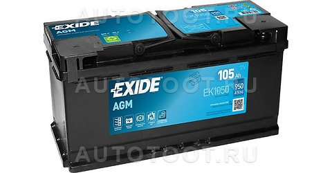 Аккумулятор EXIDE AGM 105Ah 950A обратная полярность(-+) -   для 