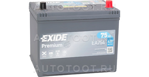 Аккумулятор EXIDE 75Ah 630A обратная полярность(-+) - EA754 EXIDE для 