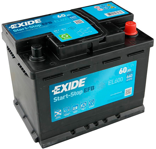 Аккумулятор EXIDE 60Ah 640A обратная полярность(-+)