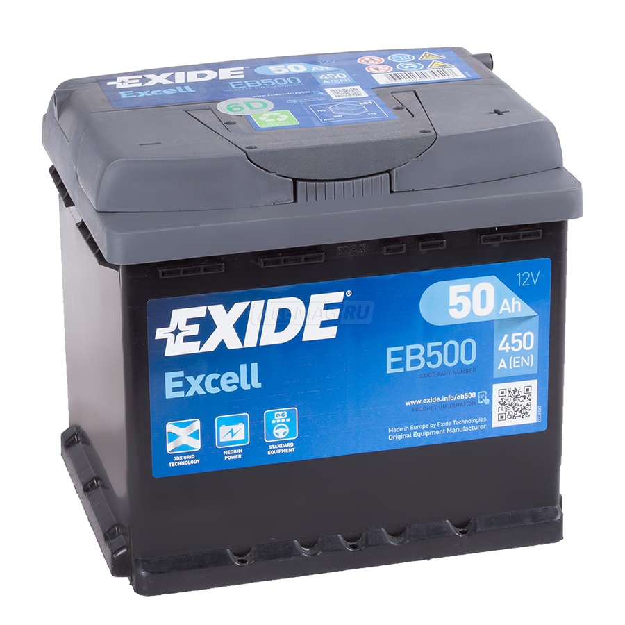 Аккумулятор EXIDE 50Ah 450A обратная полярность(-+)