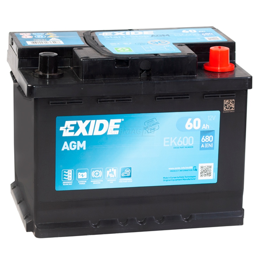 Аккумулятор EXIDE 60Ah 680A обратная полярность(-+)