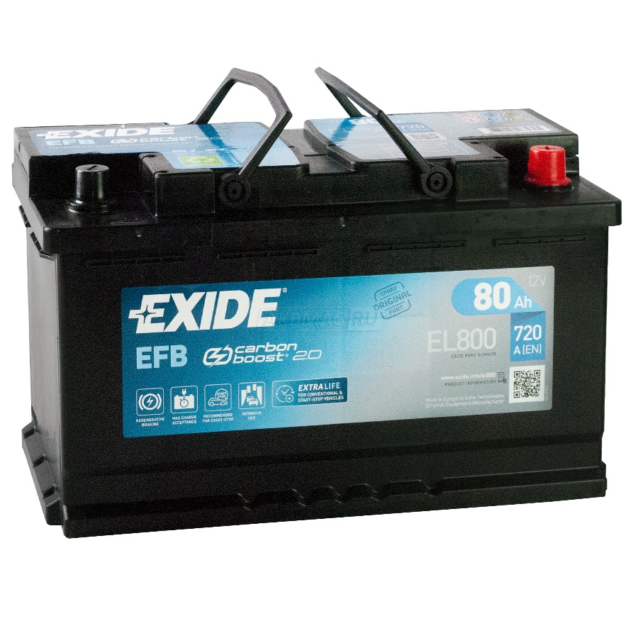 Аккумулятор EXIDE 80Ah 800A обратная полярность(-+)