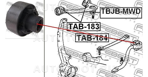 Сайлентблок переднего продольного рычага вертикальный 4WD - TAB184 Febest для TOYOTA MARK 2, TOYOTA CHASER