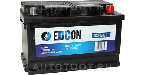 Аккумулятор EDCON 80Ah 740A обратная полярность(-+) -   для 