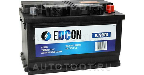 Аккумулятор EDCON 72Ah 680A обратная полярность(-+) -   для 