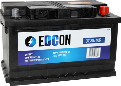 Аккумулятор EDCON 80Ah 740A обратная полярность(-+)