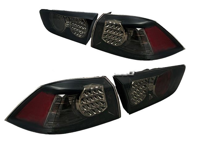 Фонарь задний левый+правый+вставка в крышку багажника левая+правая (комплект, тюнинг, с диодами, внутри черный, стекло тонированное)