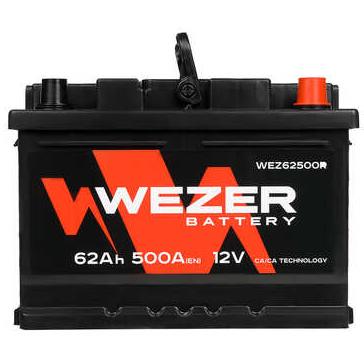 Аккумулятор WEZER 62Ah 500A обратная полярность(-+)