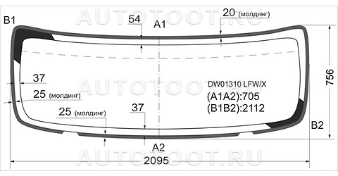 Стекло лобовое - DW01310LFWX XYG для KENWORTH T2000