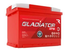 Аккумулятор GLADIATOR 65Ah 650A обратная полярность(-+)