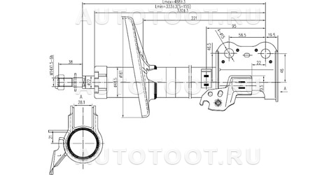 Амортизатор передний левый(шток 22мм) - DF334138 Double force для TOYOTA CORONA
