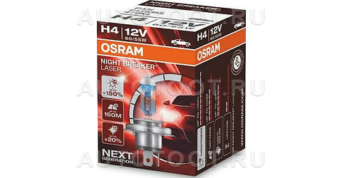 Лампа H4 12B 60/55W P43T+130% NIGHT BREAKER LASER - 64193NL OSRAM для 