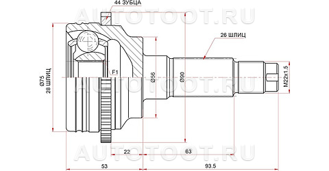 Шрус наружный 26*28 - GCO34124 G-Autoparts для MAZDA 323 (FAMILIA)