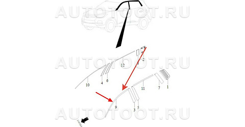 Плёнка рамки стекла передней левой двери -J686102031 CHERY для CHERY TIGGO