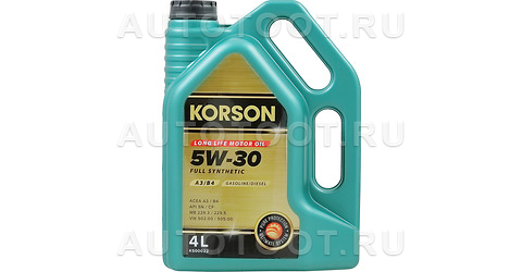 Масло моторное 5W-30 синтетическое KORSON 4л - Артикул KS00022 - Производитель KORSON - Фото, Отзывы, Цены 