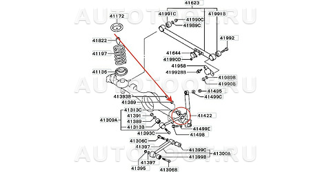 Сайлентблок задней верхней продольной тяги (к мосту) полиуретан -M051S Фортуна для MITSUBISHI PAJERO IO/JUNIOR