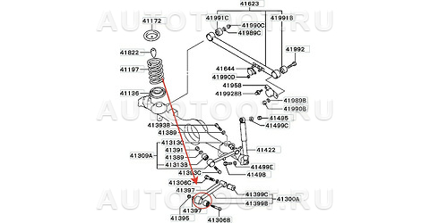 Сайлентблок задней нижней продольной тяги (к кузову) полиуретан -M072S Фортуна для MITSUBISHI PAJERO IO/JUNIOR