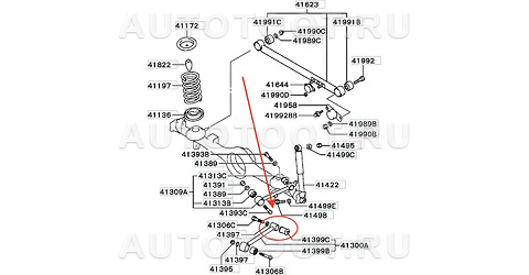 Сайлентблок задней нижней продольной тяги (к мосту) полиуретан -M052S Фортуна для MITSUBISHI PAJERO IO/JUNIOR