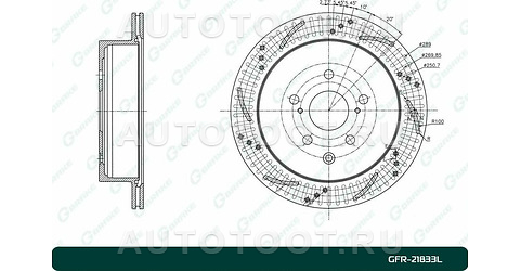 Диск тормозной задний перфорированный левый -GFR21833L G-Brake для LEXUS RX350