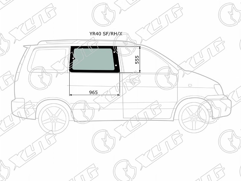 Стекло кузова боковое (не опускное) (Справа/ Цвет зеленый) Toyota Lite Ace 96-07 / Lite Ace Noah 96-