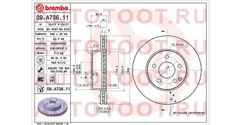 Диск тормозной перед MERCEDES C180 W204 07-12 09a73611 brembo – купить в Омске. Цены, характеристики, фото в интернет-магазине autotoot.ru