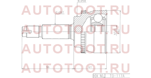 Шрус наружный TOYOTA COROLLA/VERSO ZZE121/122 3ZZ/4ZZ-FE (Euro) 02-06 to117a hdk – купить в Омске. Цены, характеристики, фото в интернет-магазине autotoot.ru