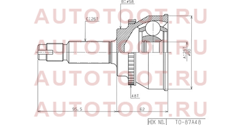 Шрус наружный TOYOTA AVENSIS AT25# 1AZ-2AZFSE 03-08 to87a48 hdk – купить в Омске. Цены, характеристики, фото в интернет-магазине autotoot.ru