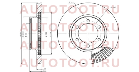 Диск тормозной (Спереди) Toyota Land Cruiser Prado (J120) 02-09 / Lexus GX 02-09 / Toyota 4Runner 02 hsdb0169 hosu – купить в Омске. Цены, характеристики, фото в интернет-магазине autotoot.ru