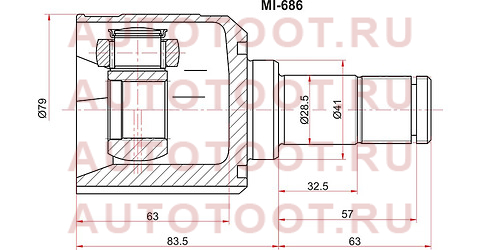 Шрус внутренний RH MITSUBISHI LANCER CS1/3/9 mi686 sat – купить в Омске. Цены, характеристики, фото в интернет-магазине autotoot.ru