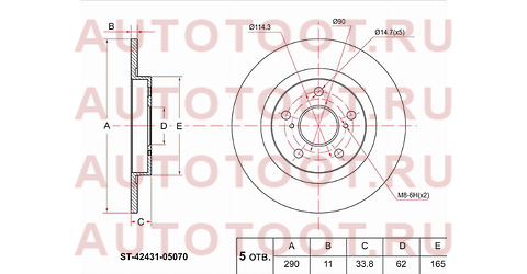 Диск тормозной зад TOYOTA AVENSIS ZRT270 08- зад st-42431-05070 sat – купить в Омске. Цены, характеристики, фото в интернет-магазине autotoot.ru