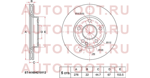 Диск тормозной перед MERCEDES A-CLASS W169/W245 sta1694210112 sat – купить в Омске. Цены, характеристики, фото в интернет-магазине autotoot.ru