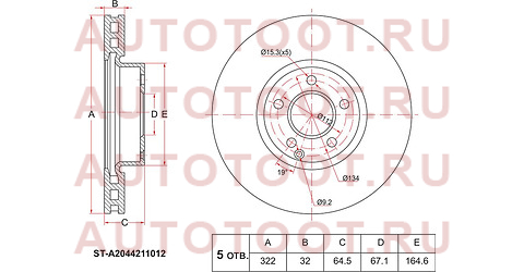 Диск тормозной перед MERSEDES C-CLASS W204/E-CLASS W212 07-11 sta2044211012 sat – купить в Омске. Цены, характеристики, фото в интернет-магазине autotoot.ru