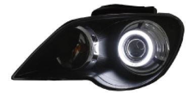 Фара левая+правая (с 2007 г.в, комплект, тюнинг, линзованная, со светящимися ободками, внутри черная)