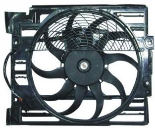 Диффузор радиатора кондиционера в сборе (мотор+рамка+вентилятор)